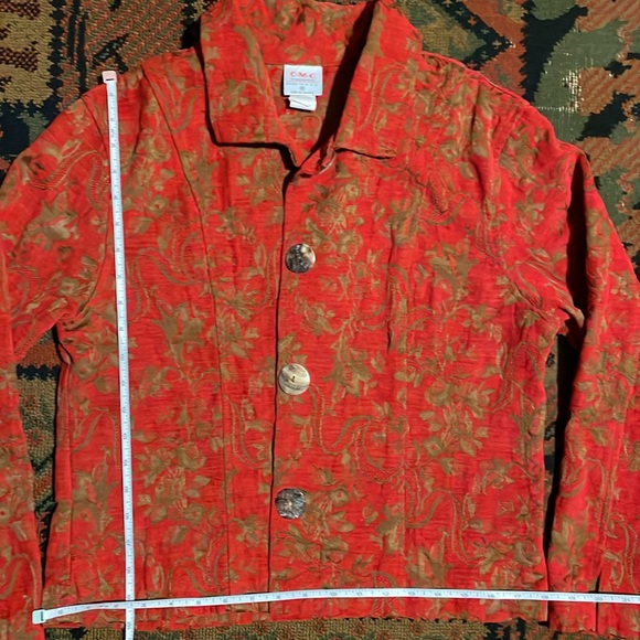 CMC Color Me Cotton Jacket Red and gold floral print. Size M - Picture 2 of 4